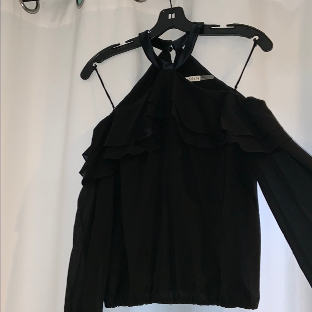 alice + olivia cold shoulder blouse
